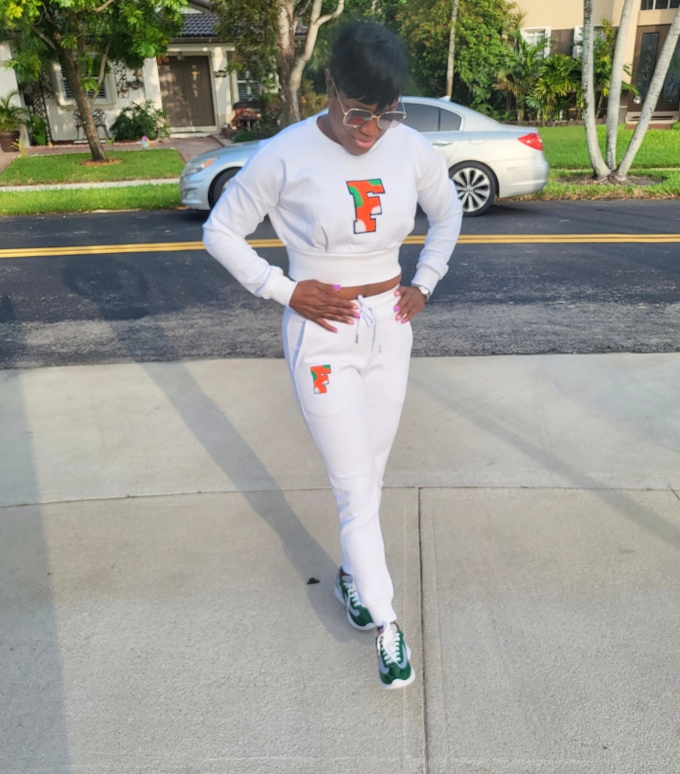 FAMU White jogger with camo patch